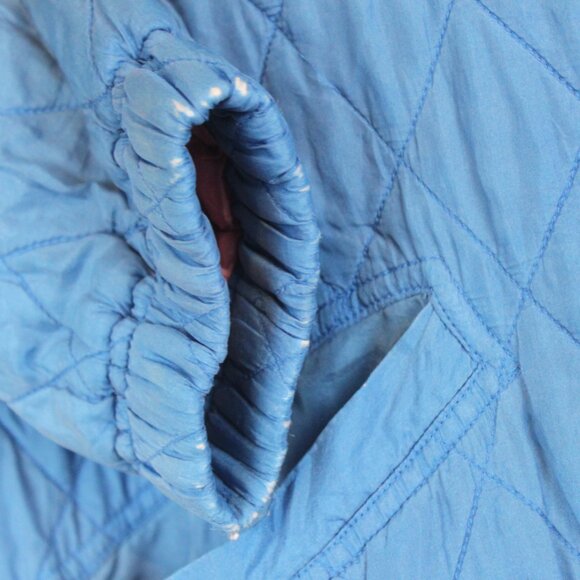 Vintage Carole Little Blue Quilted Silk Zip Up Home Coat Jacket - Picture 9 of 16